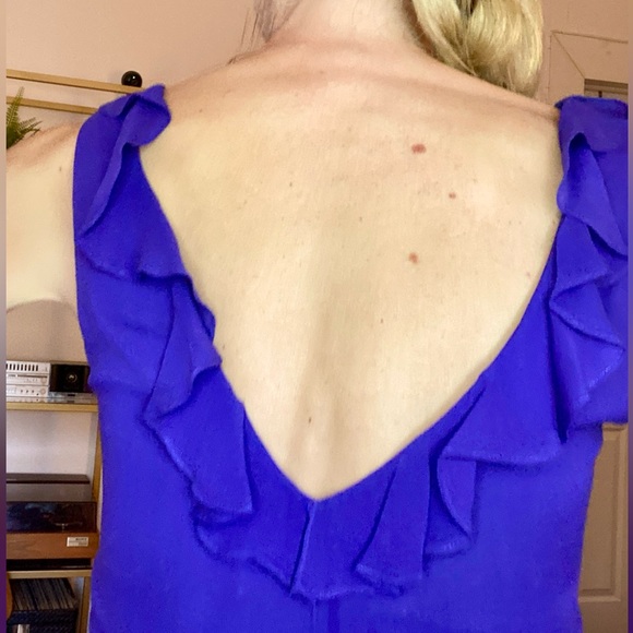 Vera Wang Silk Georgette Tie Waist Ruffle Dress - Picture 8 of 11